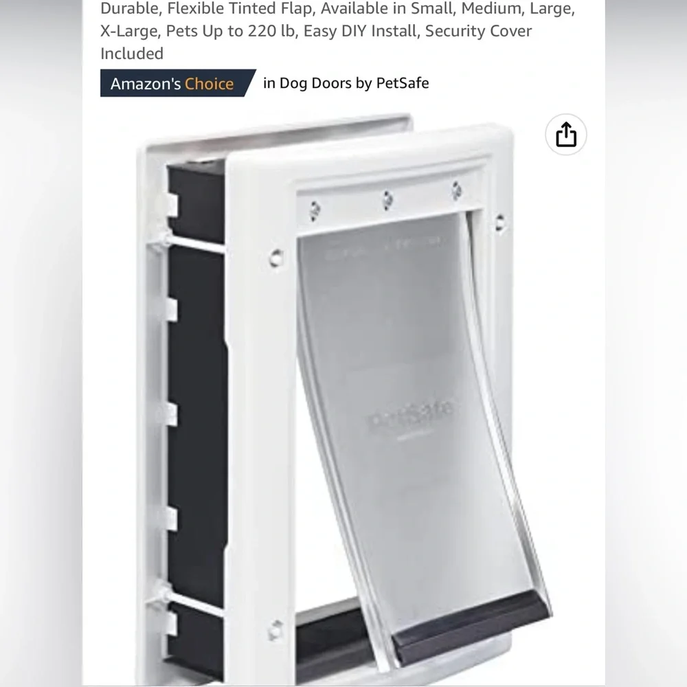 Pet safe small doggie door never used!!! Brand new box is sealed